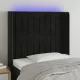 Fekete bársony LED-es fejtámla 83x16x118/128 cm