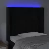 Fekete bársony LED-es fejtámla 83x16x118/128 cm