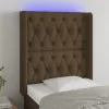 Sötétbarna szövet LED-es fejtámla 83x16x118/128 cm