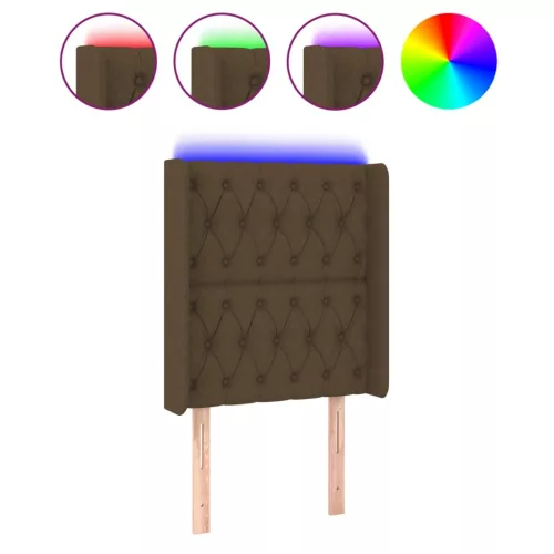 Sötétbarna szövet LED-es fejtámla 83x16x118/128 cm