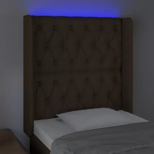 Sötétbarna szövet LED-es fejtámla 83x16x118/128 cm