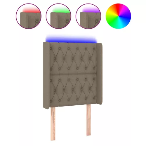 Tópszínű szövet LED-es fejtámla 83x16x118/128 cm