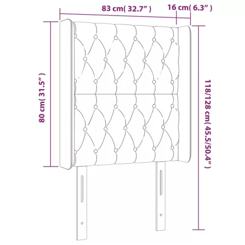 Tópszínű szövet LED-es fejtámla 83x16x118/128 cm