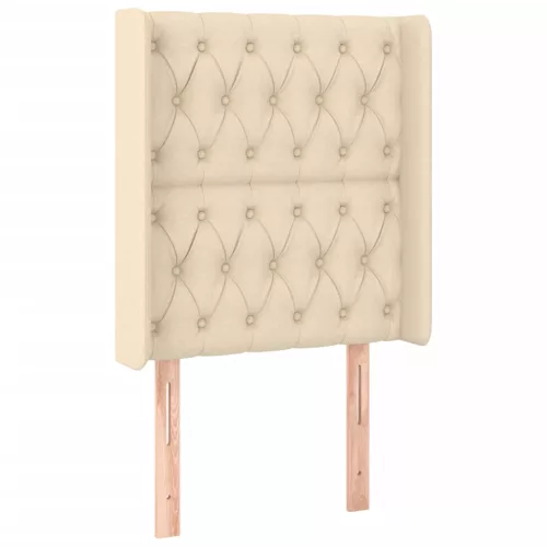 Krémszínű szövet LED-es fejtámla 83x16x118/128 cm