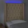 Krémszínű szövet LED-es fejtámla 83x16x118/128 cm