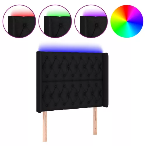 Fekete szövet LED-es fejtámla 93x16x118/128 cm