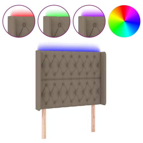 Tópszínű szövet LED-es fejtámla 93x16x118/128 cm