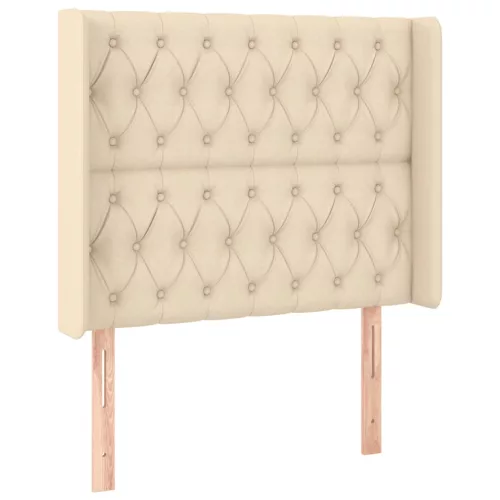 Krémszínű szövet LED-es fejtámla 93x16x118/128 cm