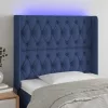 Kék szövet LED-es fejtámla 93x16x118/128 cm