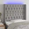 Világosszürke szövet LED-es fejtámla 103x16x118/128 cm