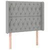 Világosszürke szövet LED-es fejtámla 103x16x118/128 cm