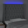 Világosszürke szövet LED-es fejtámla 103x16x118/128 cm