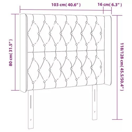 Világosszürke szövet LED-es fejtámla 103x16x118/128 cm