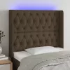 Sötétbarna szövet LED-es fejtámla 103x16x118/128 cm