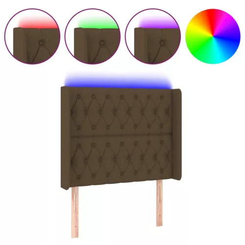 Sötétbarna szövet LED-es fejtámla 103x16x118/128 cm