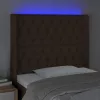 Sötétbarna szövet LED-es fejtámla 103x16x118/128 cm