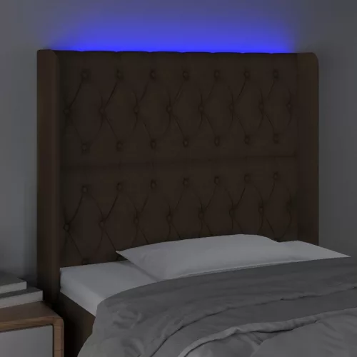 Sötétbarna szövet LED-es fejtámla 103x16x118/128 cm