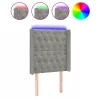 Világosszürke bársony LED-es fejtámla 83x16x118/128 cm