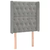 Világosszürke bársony LED-es fejtámla 83x16x118/128 cm