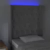 Világosszürke bársony LED-es fejtámla 83x16x118/128 cm