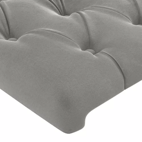 Világosszürke bársony LED-es fejtámla 83x16x118/128 cm