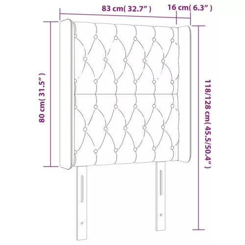Világosszürke bársony LED-es fejtámla 83x16x118/128 cm