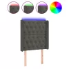 Sötétszürke bársony LED-es fejtámla 83x16x118/128 cm