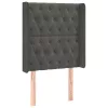 Sötétszürke bársony LED-es fejtámla 83x16x118/128 cm