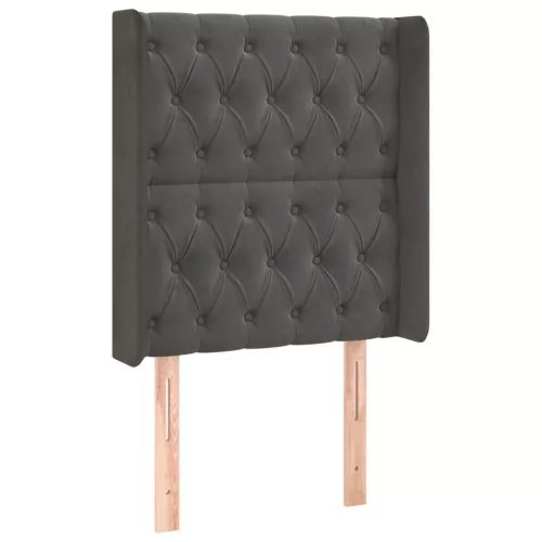 Sötétszürke bársony LED-es fejtámla 83x16x118/128 cm