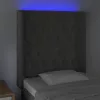 Sötétszürke bársony LED-es fejtámla 83x16x118/128 cm