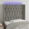 Világosszürke bársony LED-es fejtámla 93x16x118/128 cm