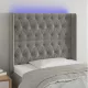 Világosszürke bársony LED-es fejtámla 93x16x118/128 cm