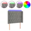 Világosszürke bársony LED-es fejtámla 93x16x118/128 cm