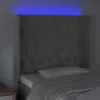 Világosszürke bársony LED-es fejtámla 93x16x118/128 cm