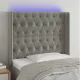 Világosszürke bársony LED-es fejtámla 103x16x118/128 cm