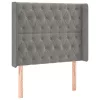 Világosszürke bársony LED-es fejtámla 103x16x118/128 cm