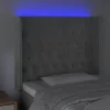 Világosszürke bársony LED-es fejtámla 103x16x118/128 cm