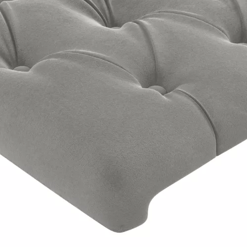 Világosszürke bársony LED-es fejtámla 103x16x118/128 cm