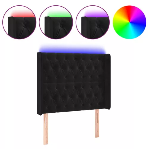 Fekete bársony LED-es fejtámla 103x16x118/128 cm