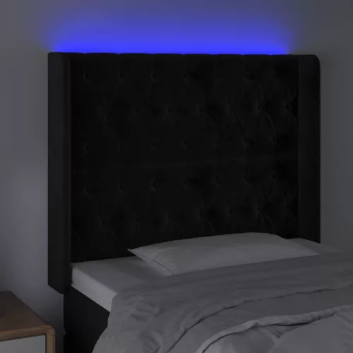 Fekete bársony LED-es fejtámla 103x16x118/128 cm