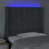 Sötétszürke szövet LED-es fejtámla 93x16x118/128 cm