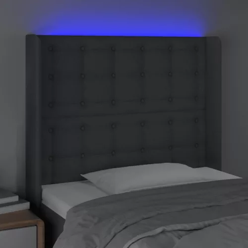 Sötétszürke szövet LED-es fejtámla 93x16x118/128 cm