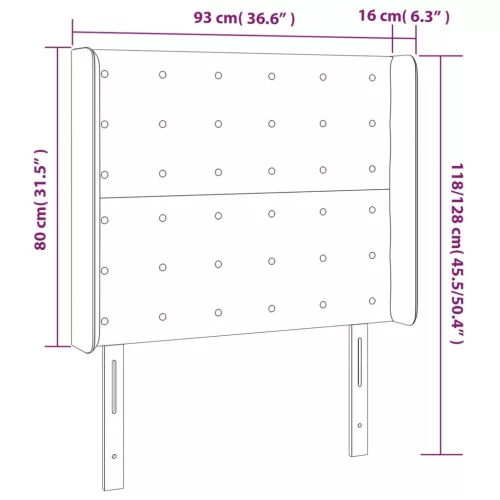 Sötétszürke szövet LED-es fejtámla 93x16x118/128 cm