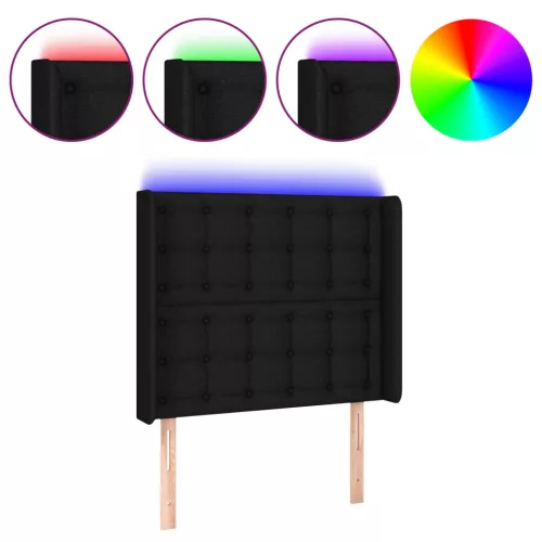 Fekete szövet LED-es fejtámla 93x16x118/128 cm