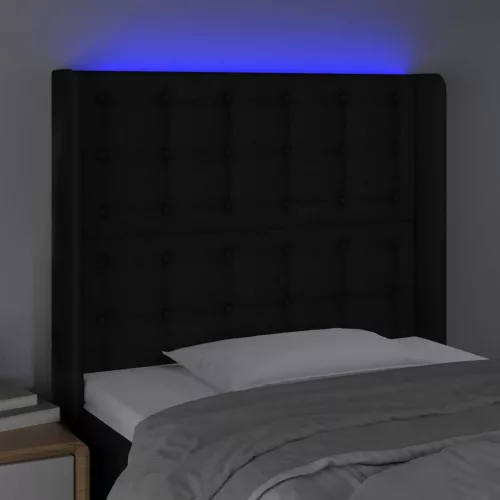 Fekete szövet LED-es fejtámla 93x16x118/128 cm