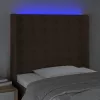 Sötétbarna szövet LED-es fejtámla 103x16x118/128 cm