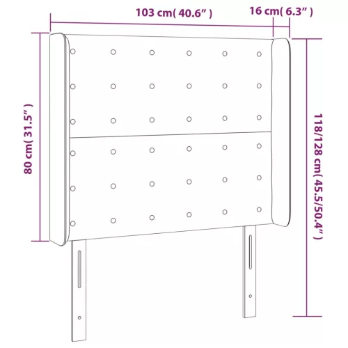 Sötétbarna szövet LED-es fejtámla 103x16x118/128 cm