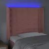 Rózsaszín bársony LED-es fejtámla 83x16x118/128 cm