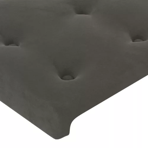 Sötétszürke bársony LED-es fejtámla 93x16x118/128 cm