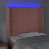 Rózsaszín bársony LED-es fejtámla 93x16x118/128 cm